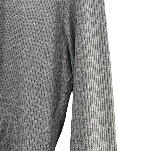 Reformation JEANS Jennie Rib Ruched Mini Dress Long Sleeve Gray - Picture 5 of 7